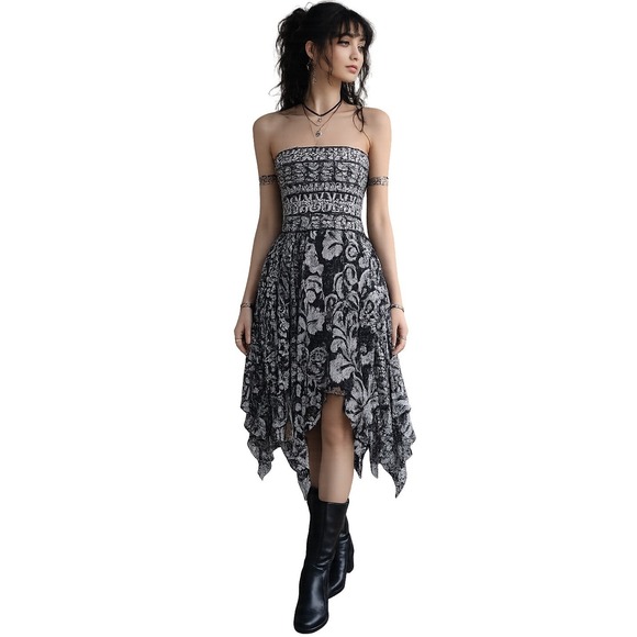 INC International Concepts Dresses & Skirts - Whimsigoth Fairy Boho Strapless Convertible Dress Skirt Handkerchief Hem Large